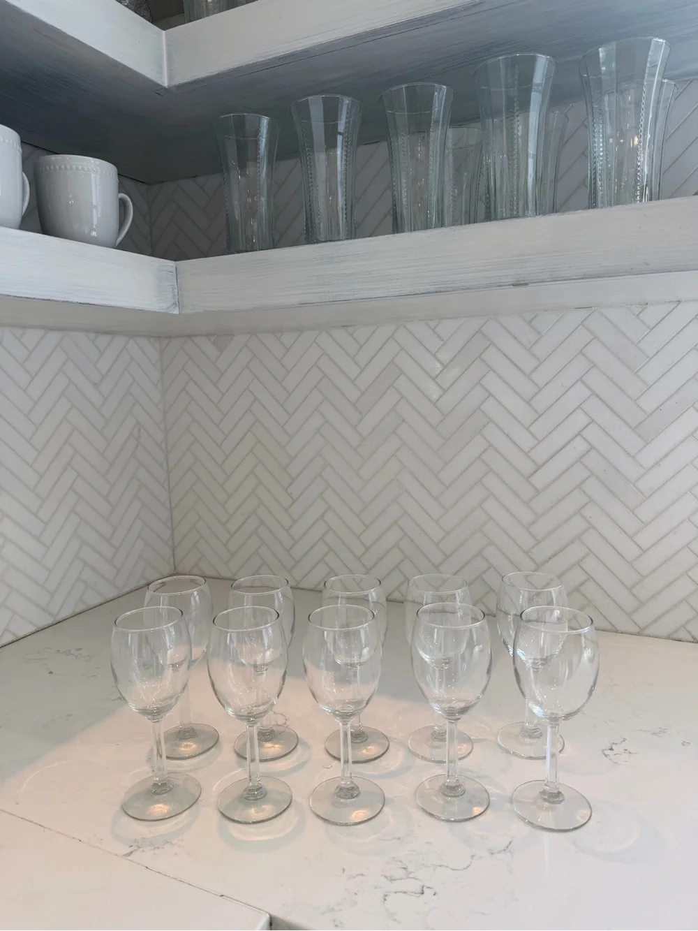 Clear Stemmed Wine Glasses - Set of 10